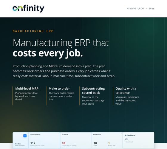 Cover of the brochure: Manufacturing ERP