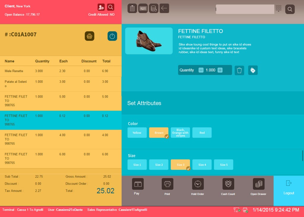 Product variations window in Onfinity Retail ERP software