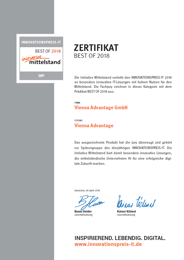 VIENNA Advantage gets award