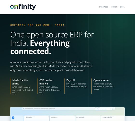 Cover of the brochure: Onfinity ERP and CRM: the overview